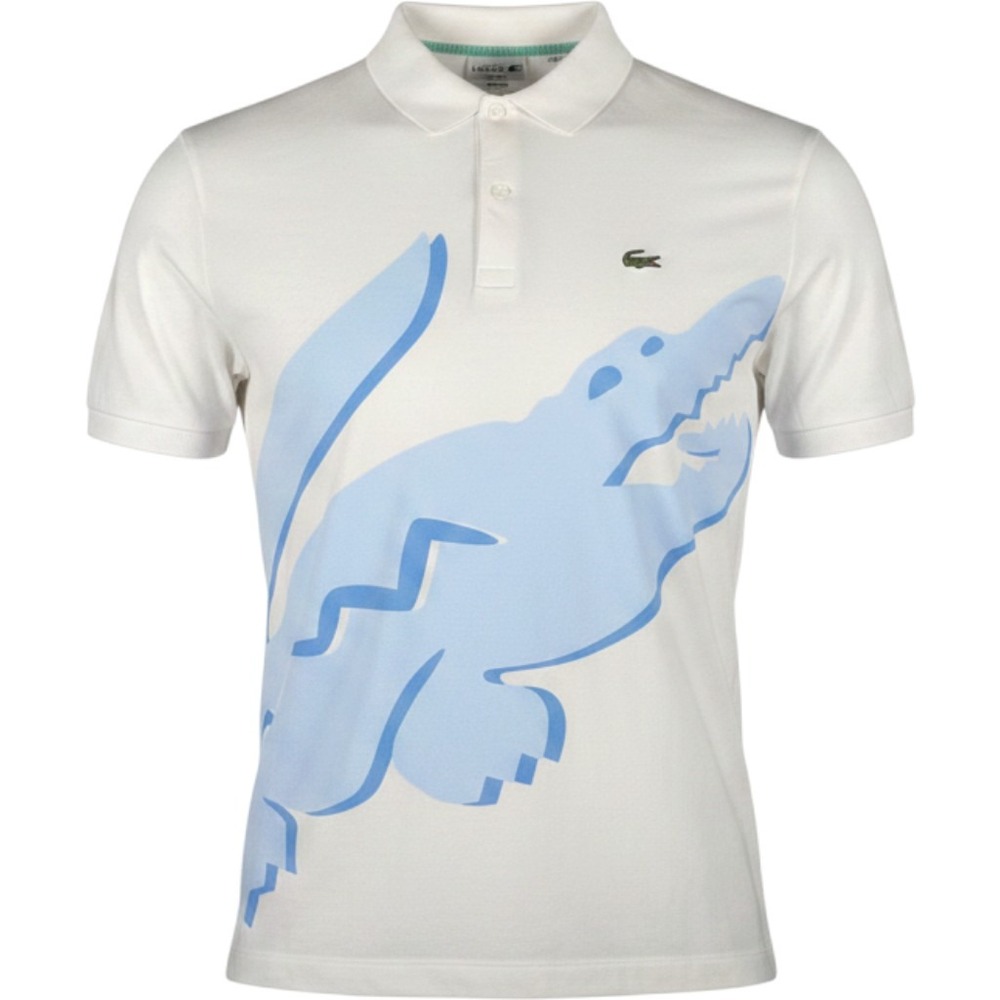 Lacoste Mens Regular Fit Oversized Crocodile Graphic Polo Shirt White 4XL FR 9